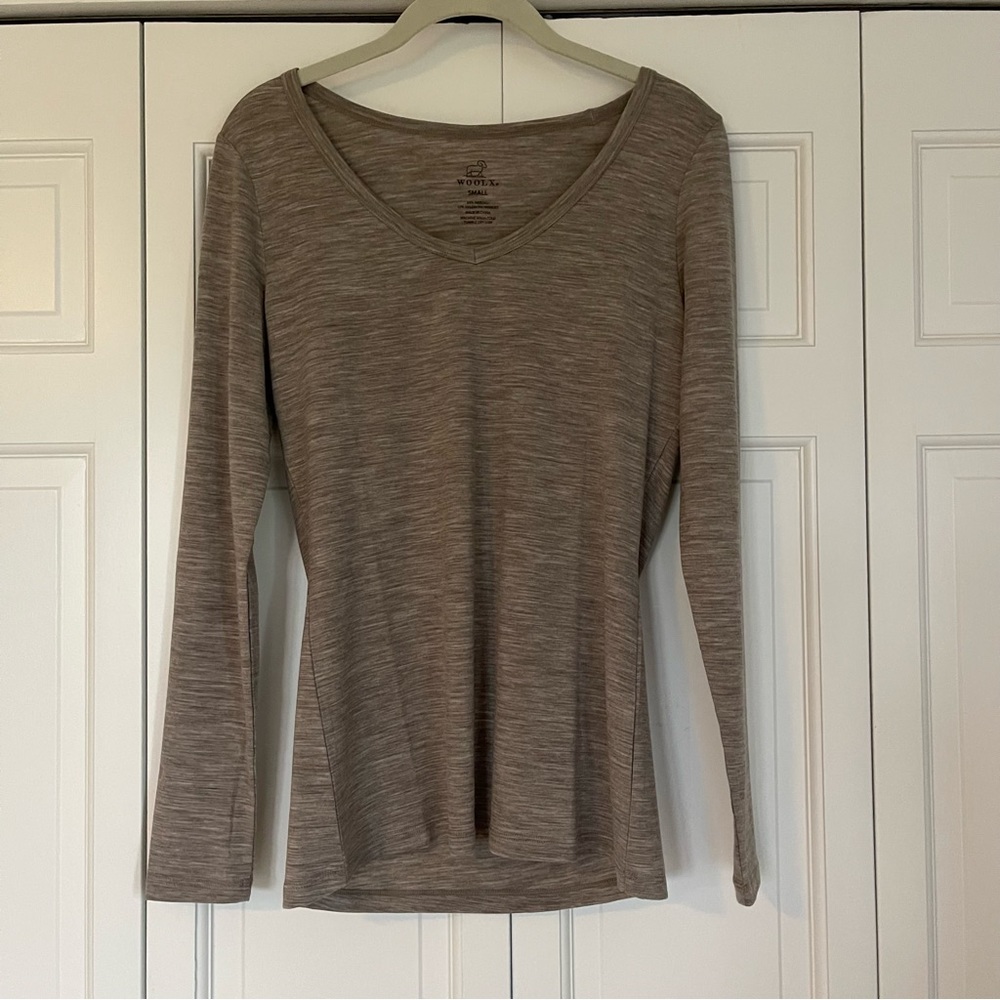 Woolx Layla top, taupe, size small